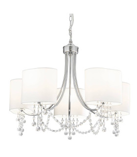 Nina 5 Light Multi Arm Ceiling Pendant Chrome Crystals with Shades E14_Main