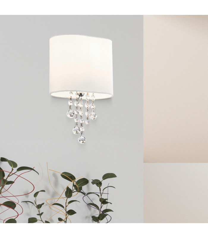 Nina 1 Light Indoor Wall Light Chrome Crystal with Shade E14_Room