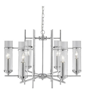 Milo 6 Light Multi Arm Ceiling Pendant Chrome Glass Six E14_Main