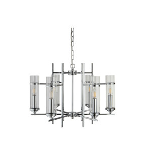 Milo 6 Light Multi Arm Ceiling Pendant Chrome Glass Six E14_Off