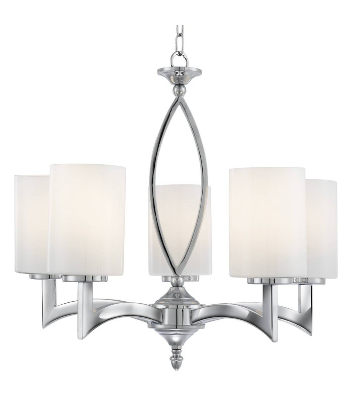 Gina 5 Light Multi Arm Ceiling Pendant Chrome with Glass Shades E27_Main