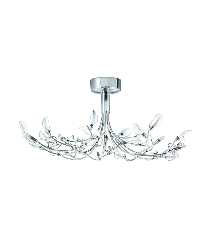 Wisteria 8 Light Multi Arm Flower Design Ceiling Flush Light Chrome and Glass G9 Bulb_Main