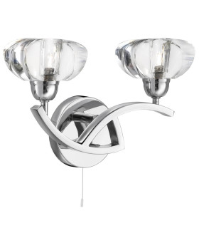 Sculptured Ice 2 Light Indoor Wall Light Chrome with Glass G9_Main