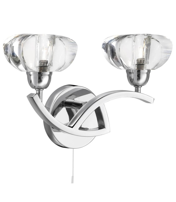 Sculptured Ice 2 Light Indoor Wall Light Chrome with Glass G9_Main