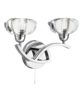 Sculptured Ice 2 Light Indoor Wall Light Chrome with Glass G9_Off