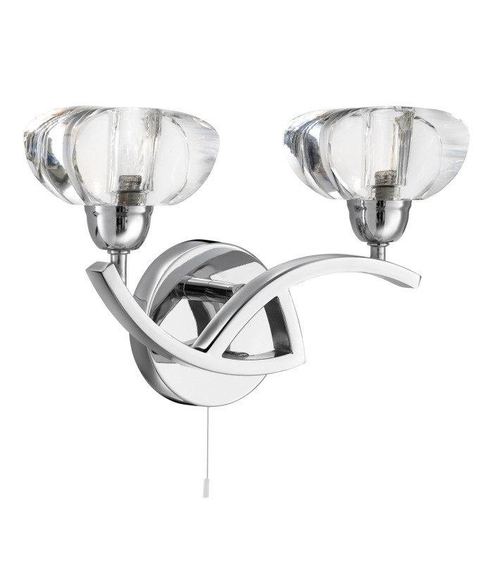 Sculptured Ice 2 Light Indoor Wall Light Chrome with Glass G9_Off