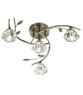 Sierra 4 Light Semi Flush Multi Arm Ceiling Light Antique Brass and Glass G9_Main