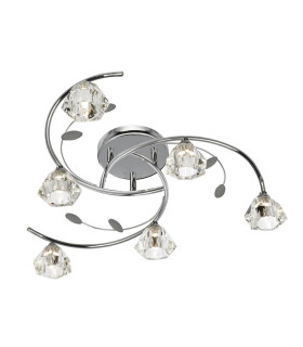 Sierra 6 Light Multi Arm Ceiling Semi Flush Light Chrome and Glass G9_Main