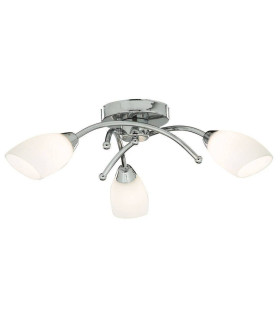Opera 3 Light Flush Multi Arm Ceiling Light Chrome and Opal Glass G9_Main