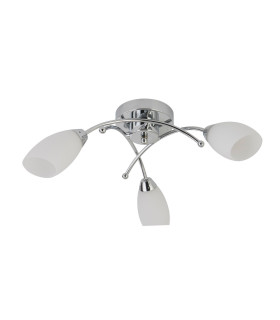 Opera 3 Light Flush Multi Arm Ceiling Light Chrome and Opal Glass G9_Off