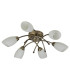 Opera 6 Light Flush Multi Arm Ceiling Light Antique Brass and Opal Glass G9_Off