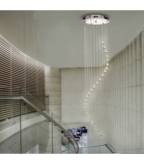 Hallway 5 Light Spiral Cluster Pendant Chrome with Crystals GU10_Room