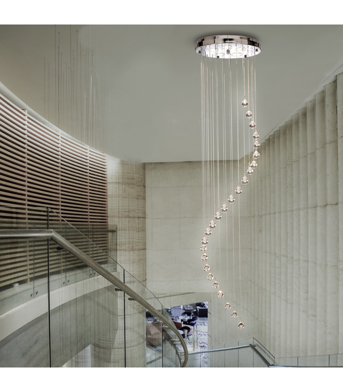 Hallway 5 Light Spiral Cluster Pendant Chrome with Crystals GU10_Room