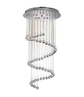 Hallway 5 Light Spiral Cluster Pendant Chrome with Crystals G9_Main