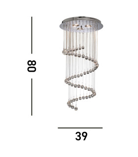 Hallway 5 Light Spiral Cluster Pendant Chrome with Crystals G9_Line