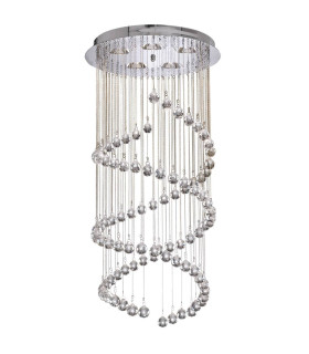 Hallway 5 Light Spiral Cluster Pendant Chrome with Crystals G9_Main