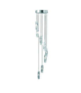 Sculptured Ice 8 Light Spiral Cluster Pendant Chrome K9 Glass Eight G4 Bulb_Main