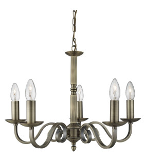 Richmond 5 Light Multi Arm Multi Arm Ceiling Pendant Antique Brass E14_Main