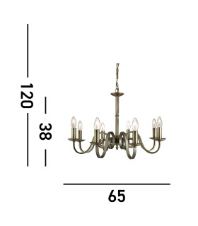 Richmond 8 Light Chandelier Antique Brass Finish E14_Line