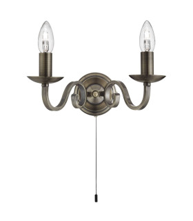 Richmond 2 Light Indoor Candle Wall Light Antique Brass E14_Main