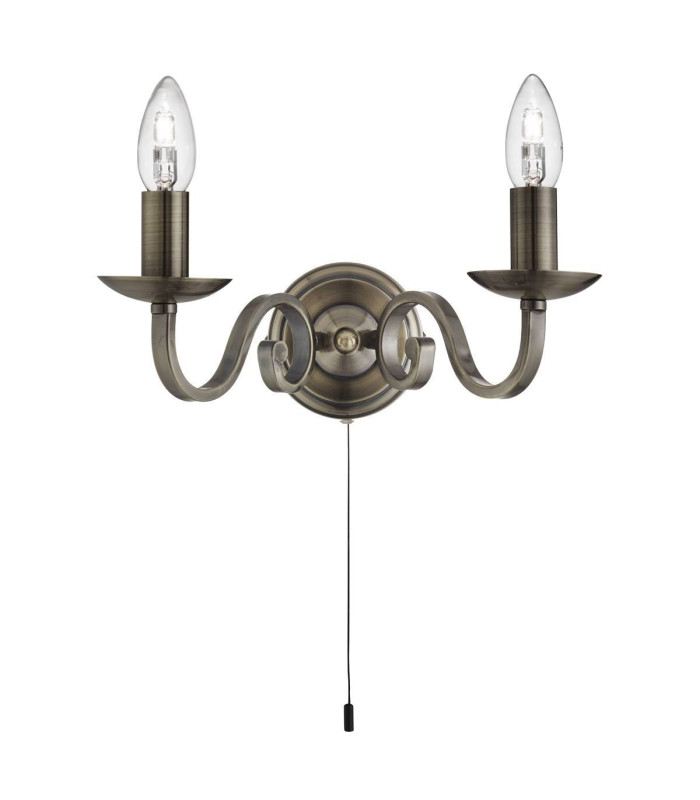 Richmond 2 Light Indoor Candle Wall Light Antique Brass E14_Main