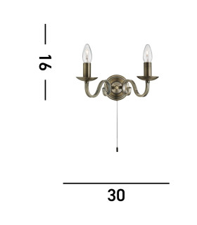 Richmond 2 Light Indoor Candle Wall Light Antique Brass E14_Line