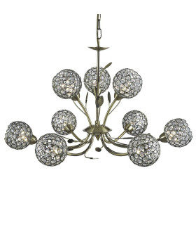 Bellis 9 Light Multi Arm Ceiling Pendant Flower DesignAntique Brass Glass Nine G9_Main