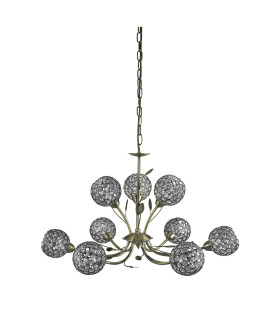 Bellis 9 Light Multi Arm Ceiling Pendant Flower DesignAntique Brass Glass Nine G9_Off