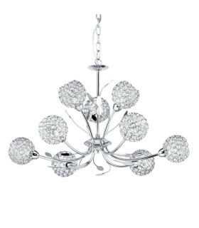 Bellis 9 Light Multi Arm Flower Design Ceiling Pendant Flower Design Chrome Glass Nine G9_Main