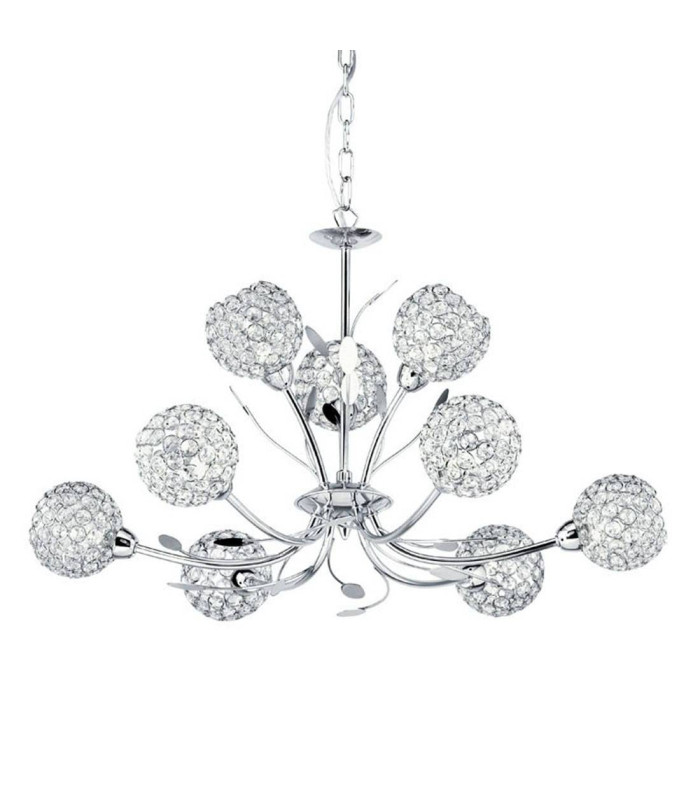 Bellis 9 Light Multi Arm Flower Design Ceiling Pendant Flower Design Chrome Glass Nine G9_Main