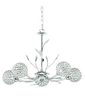 Bellis 5 Light Multi Arm Ceiling Pendant Flower Design Chrome Glass Five G9_Main