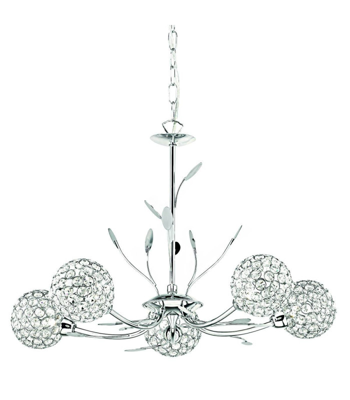 Bellis 5 Light Multi Arm Ceiling Pendant Flower Design Chrome Glass Five G9_Main