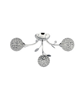 Bellis 3 Light Semi Flush Multi Arm Flower Design Ceiling Light Chrome and Glass G9_Off