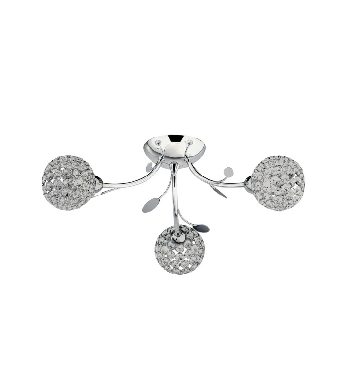 Bellis 3 Light Semi Flush Multi Arm Flower Design Ceiling Light Chrome and Glass G9_Off
