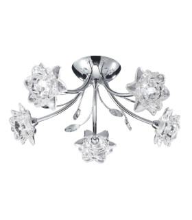 Bellis 5 Light Semi Flush Multi Arm Flower Design Ceiling Light Chrome and Glass G9_Main