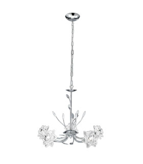 Bellis 5 Light Flower Design Multi Arm Ceiling Pendant Chrome Glass Five G9_Main