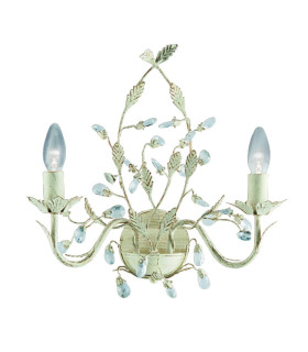 Almandite 2 Light Indoor Candle Wall Light Gold Cream with Crystals Floral Leaves Design E14_Main
