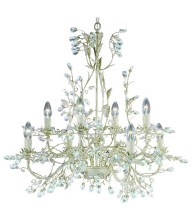 Almandite 8 Light Chandelier Cream/Gold Floral Leaves Design E14_Main