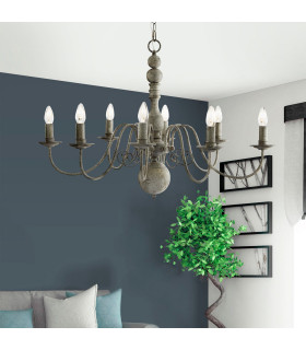 Greythorne 8 Light Chandelier Grey Finish E14_Room