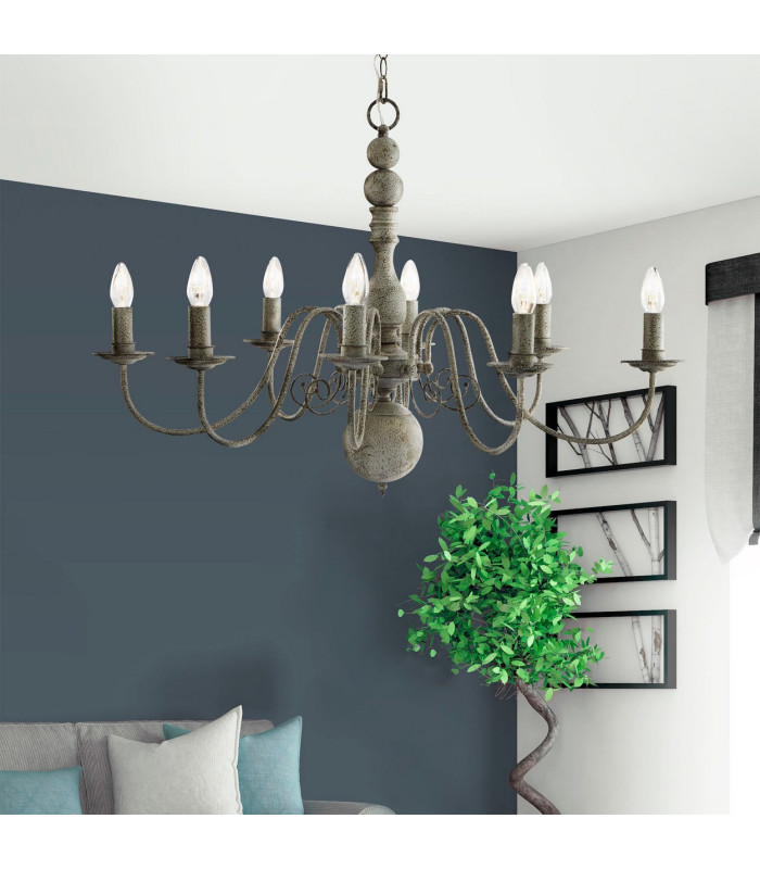 Greythorne 8 Light Chandelier Grey Finish E14_Room