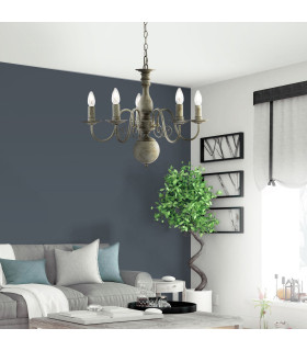 Greythorne 5 Light Multi Arm Ceiling Pendant Grey E14_Room