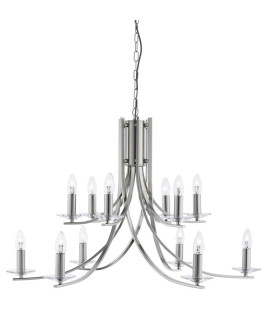 Ascona 12 Light Chandelier Satin Silver Finish E14_Main