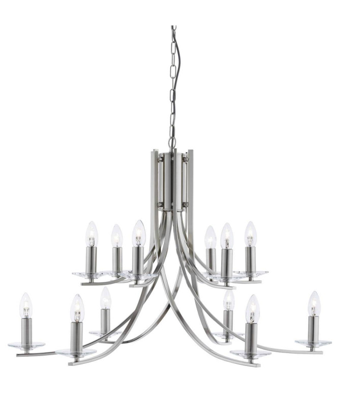 Ascona 12 Light Chandelier Satin Silver Finish E14_Main