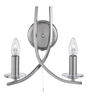 Ascona 2 Light Indoor Glass Candle Wall Light Satin Silver E14_Main