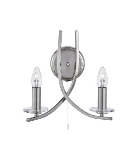 Ascona 2 Light Indoor Glass Candle Wall Light Satin Silver E14_Off