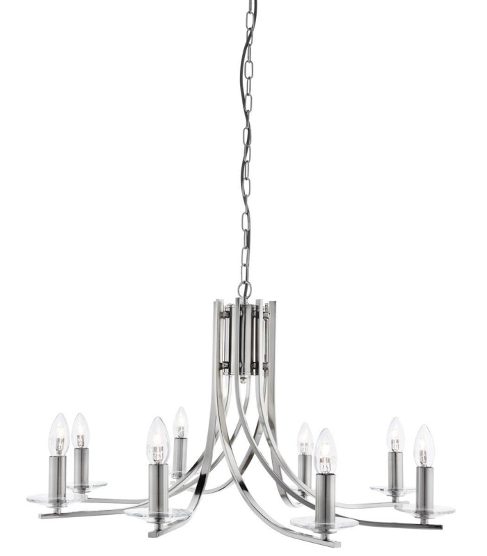 Ascona 8 Light Chandelier Satin Silver Finish E14_Main