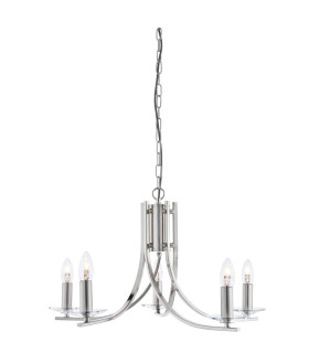 Ascona 5 Light Multi Arm Ceiling Pendant Satin Silver Glass E14_Main