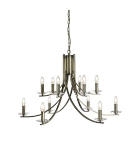 Ascona 12 Light Chandelier Antique Brass Finish E14_Main