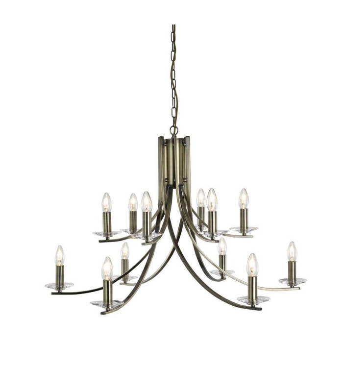 Ascona 12 Light Chandelier Antique Brass Finish E14_Main
