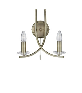 Ascona 2 Light Indoor Glass Candle Wall Light Antique Brass E14_Main